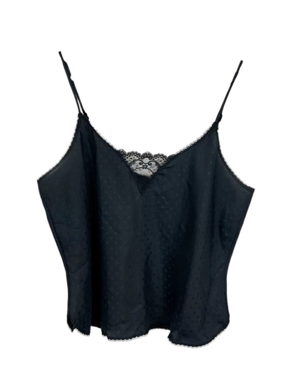 Warner's VTG Black Lace-Trimmed Satiny Cami Size 36D